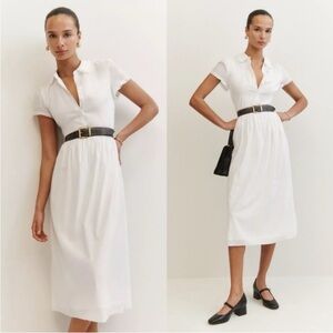 NWOT Reformation Ula in White Midi Sleeveless Collared Dress Size 10